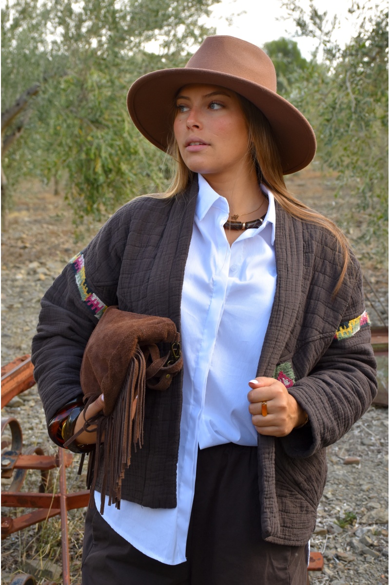 Veste Brodée Marron LOUISE