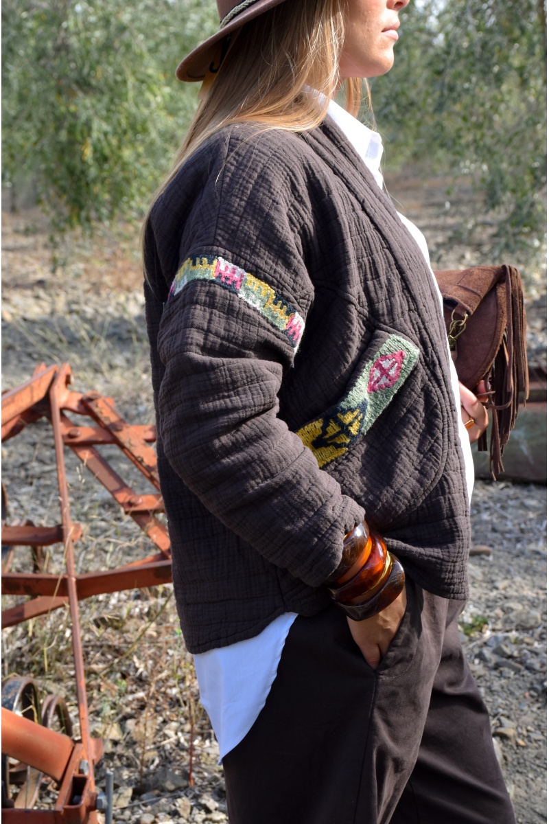 Veste Brodée Marron LOUISE 2