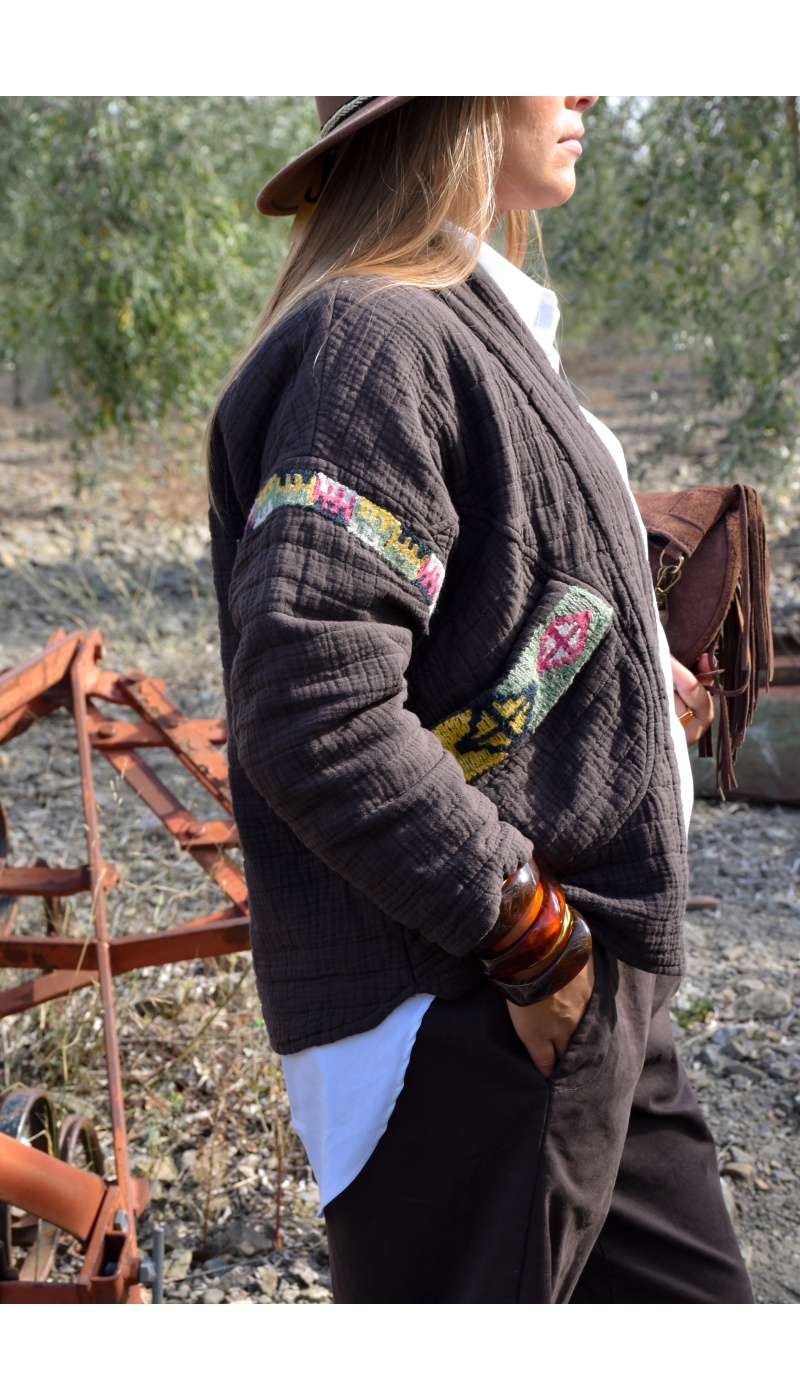 Veste Brodée Marron LOUISE