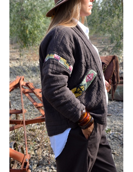 Veste Brodée Marron LOUISE