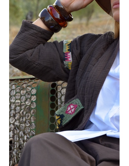 Veste Brodée Marron LOUISE