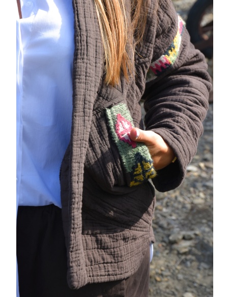 Veste Brodée Marron LOUISE