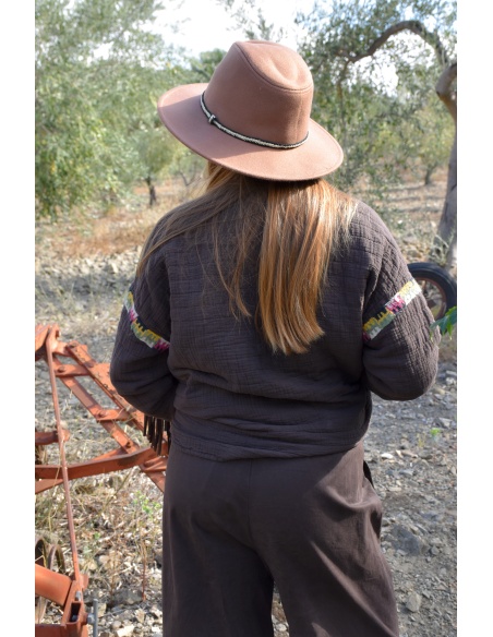 Veste Brodée Marron LOUISE