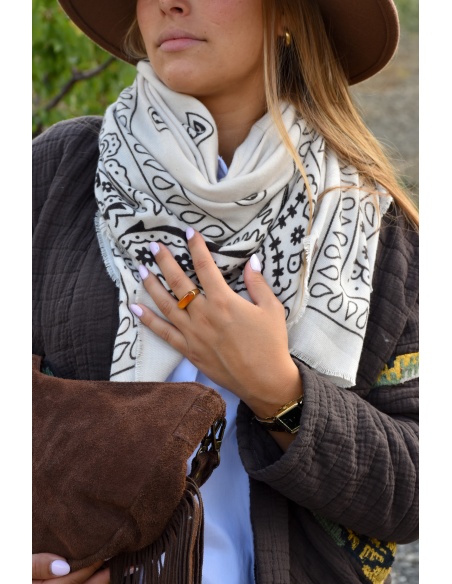 PRETTY MODE BANDAN ECRU FOULARD