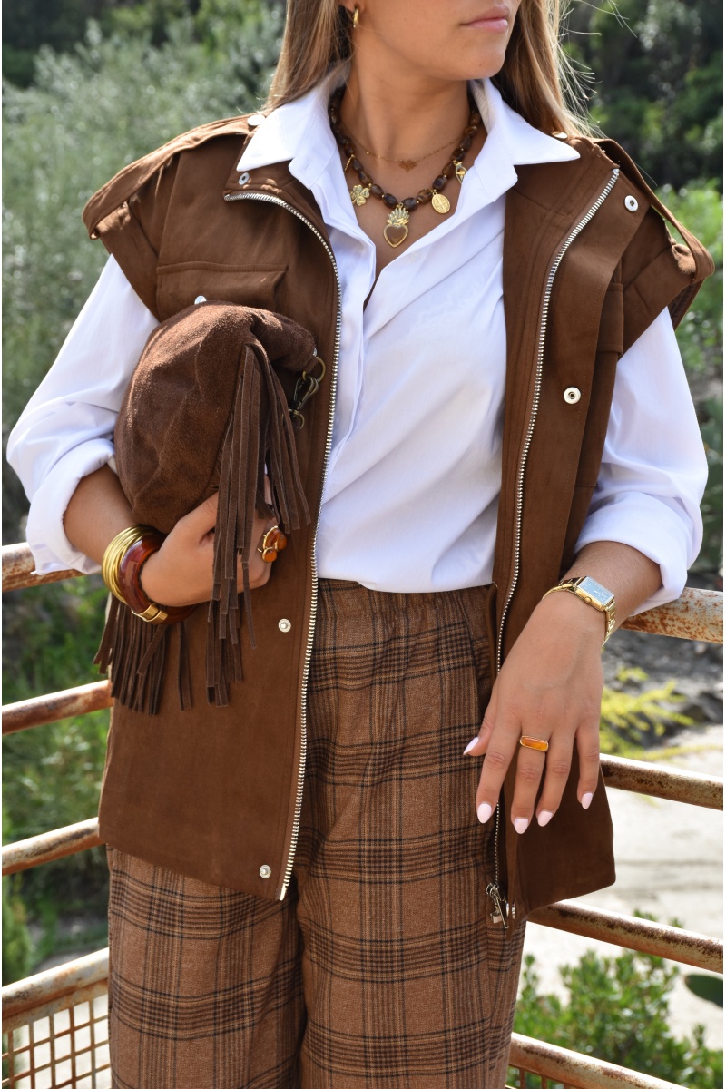 Veste Suédine Marron SASSOU 2