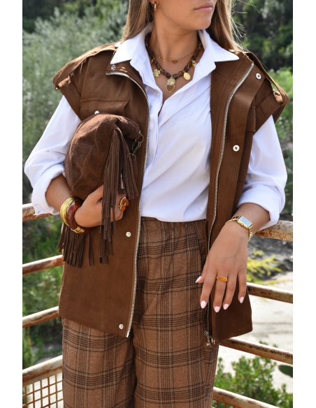 Veste Suédine Marron SASSOU