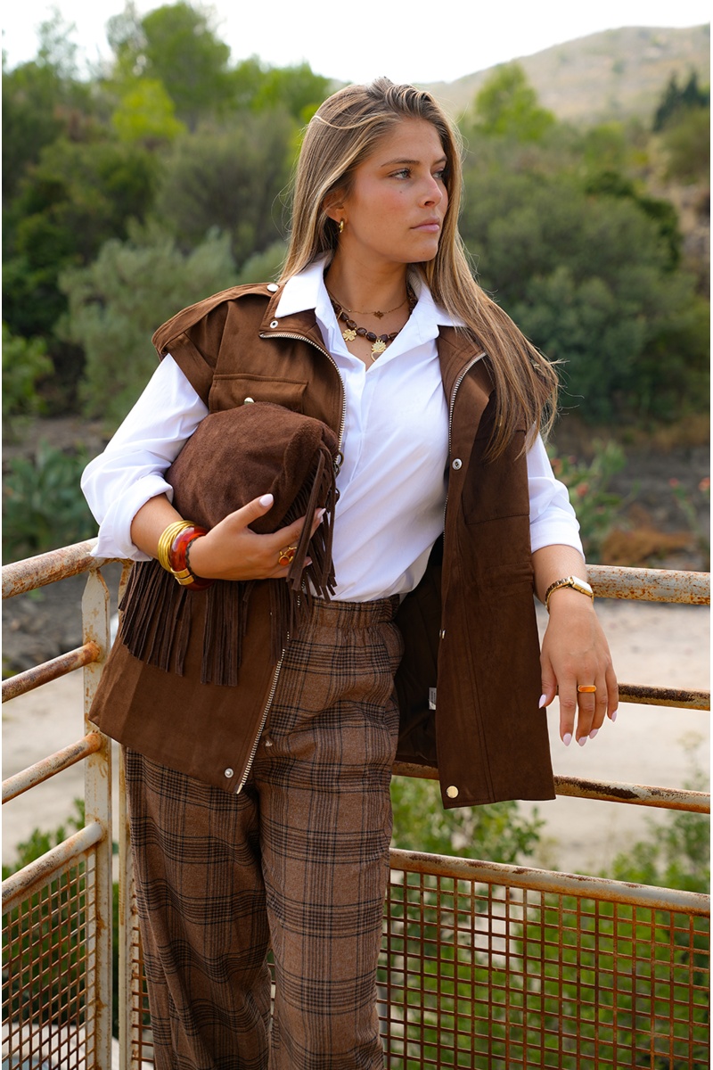 Veste Suédine Marron SASSOU