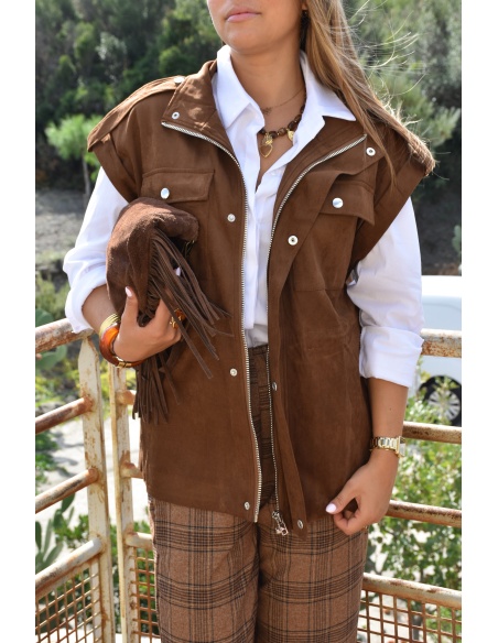 Veste Suédine Marron SASSOU