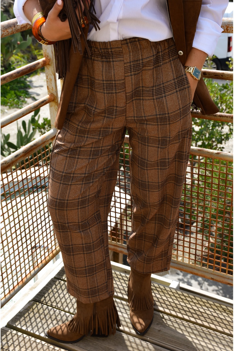 Pantalon Carreaux Camel MARGOT 2