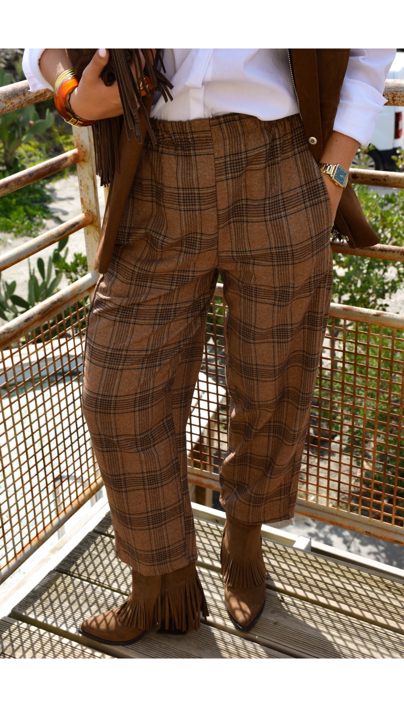 F.H 3 STYLE CARREA CAMEL PANTALON FEMME