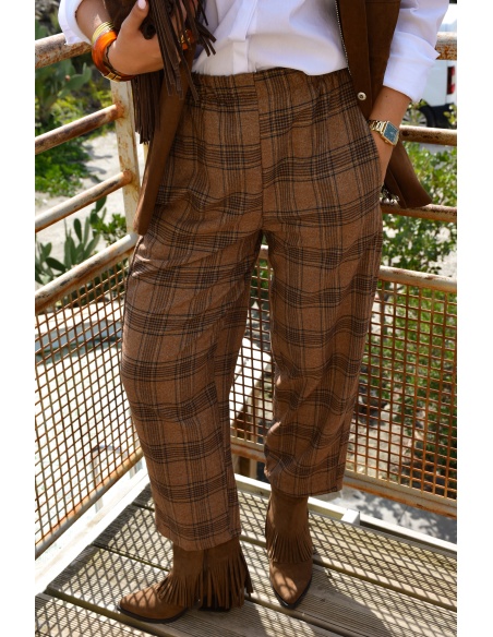 Pantalon Carreaux Camel MARGOT