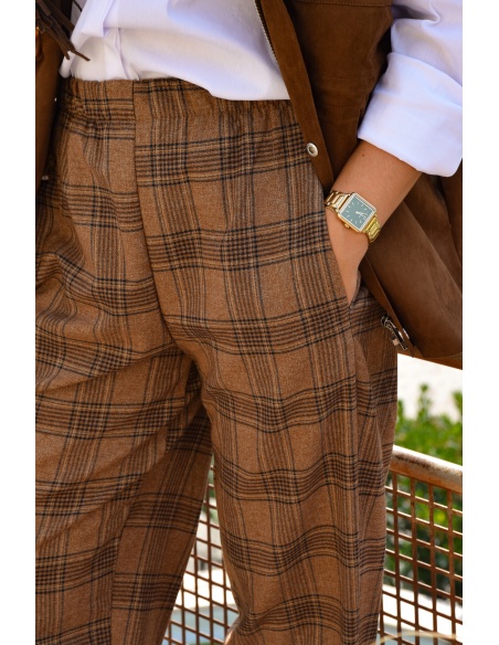 Pantalon Carreaux Camel MARGOT