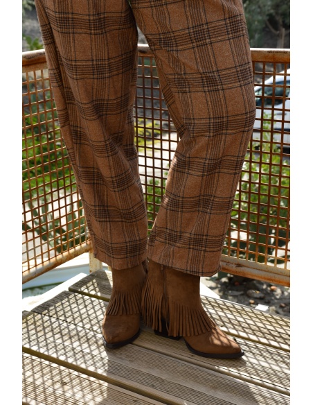 Pantalon Carreaux Camel MARGOT