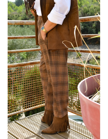 Pantalon Carreaux Camel MARGOT