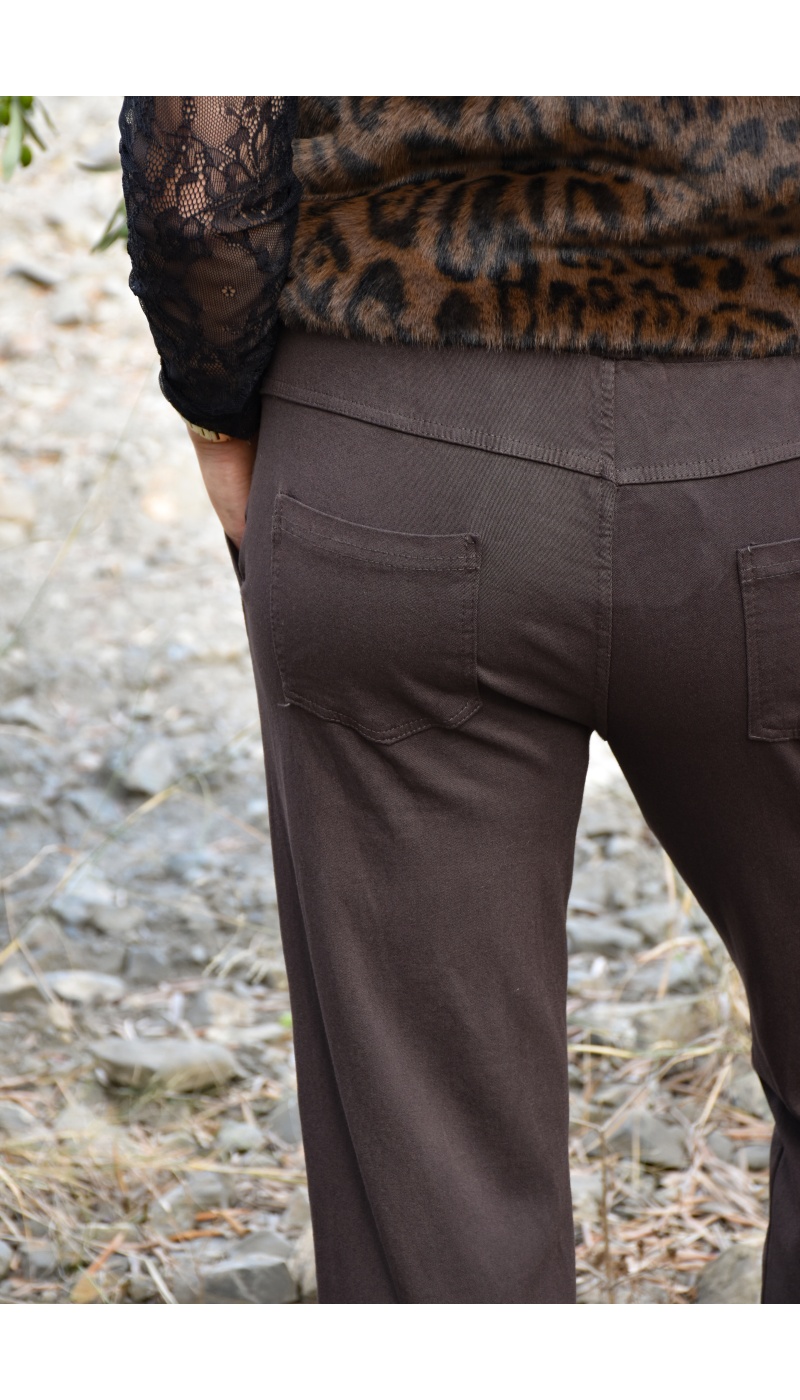 Pantalon Carotte Marron LUCIE