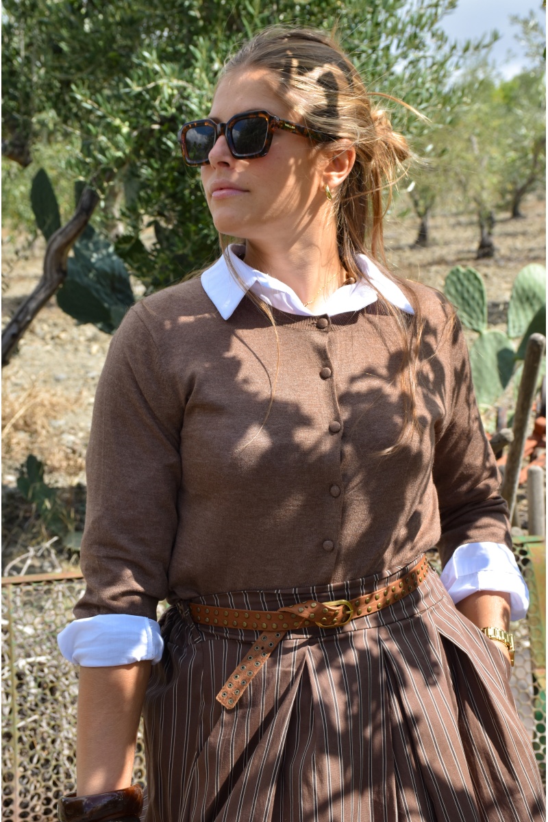 Gilet Maille Taupe ANA