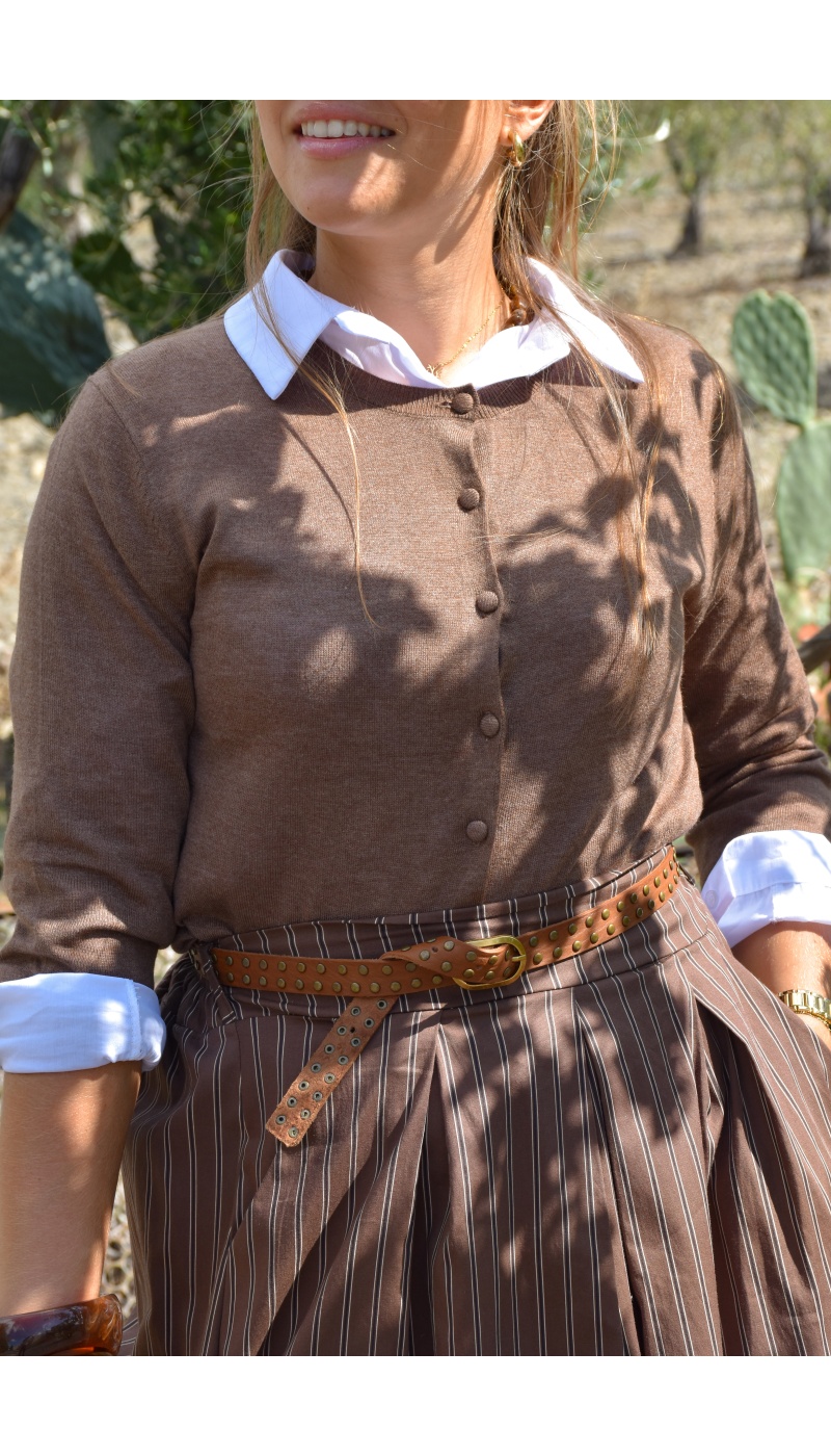 Gilet Maille Taupe ANA