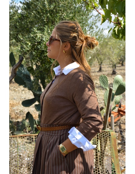 Gilet Maille Taupe ANA