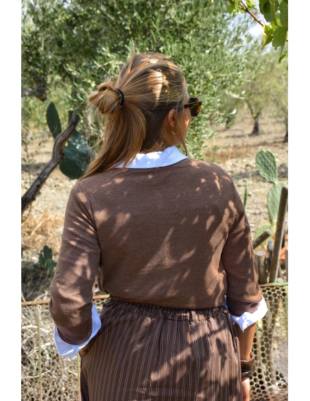 Gilet Maille Taupe ANA