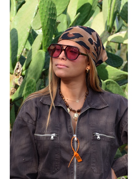 TANG TAMMY LEOPAR CAMEL FOULARD