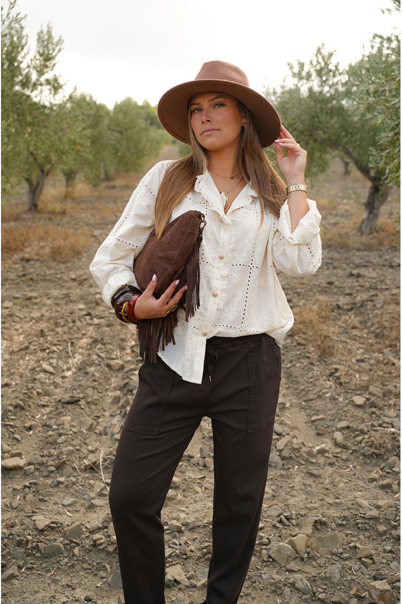 Pantalon Carotte Marron LUCIE 2