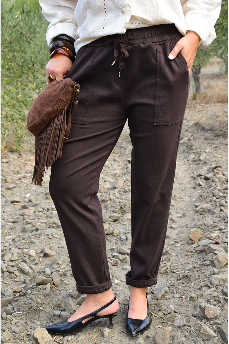 UNIKAPARIS SARL N.THREE  CHOCO PANTALON FEMME