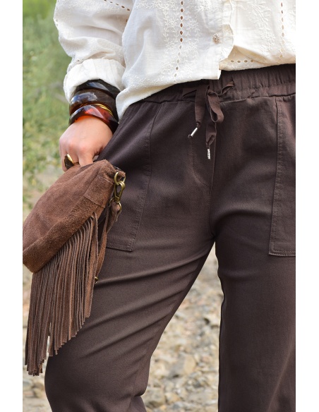 UNIKAPARIS SARL N.THREE  CHOCO PANTALON FEMME