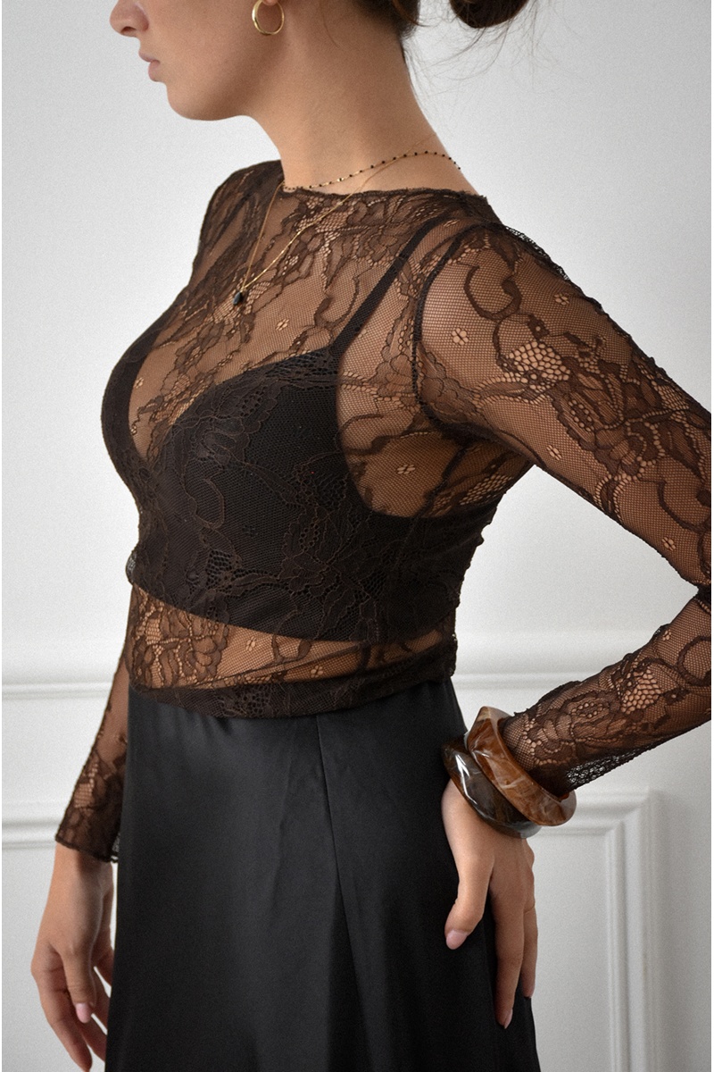 Haut Dentelle Chocolat CLEMENCE