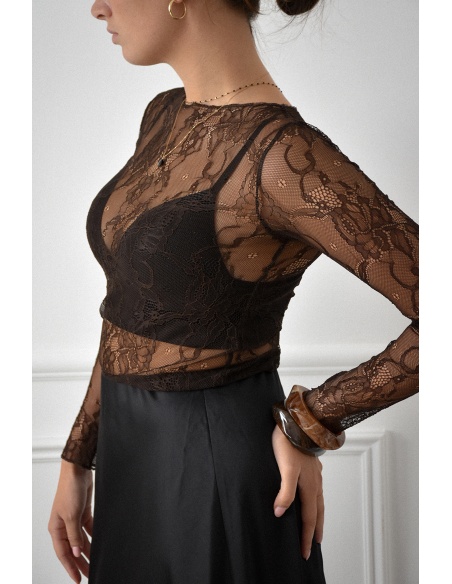 Haut Dentelle Chocolat CLEMENCE