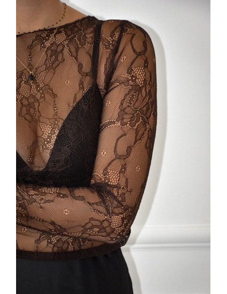 Haut Dentelle Chocolat CLEMENCE