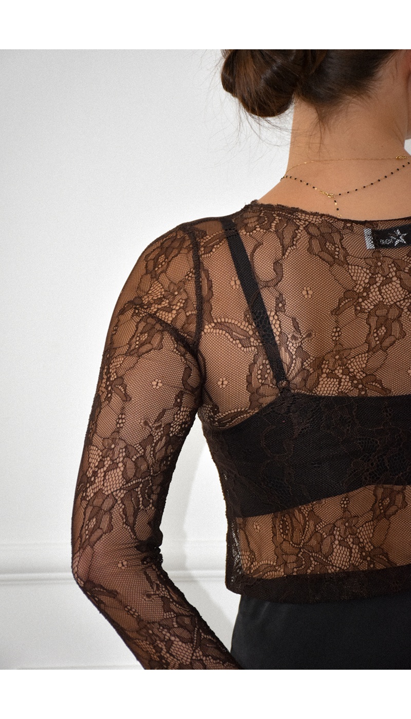 Haut Dentelle Chocolat CLEMENCE