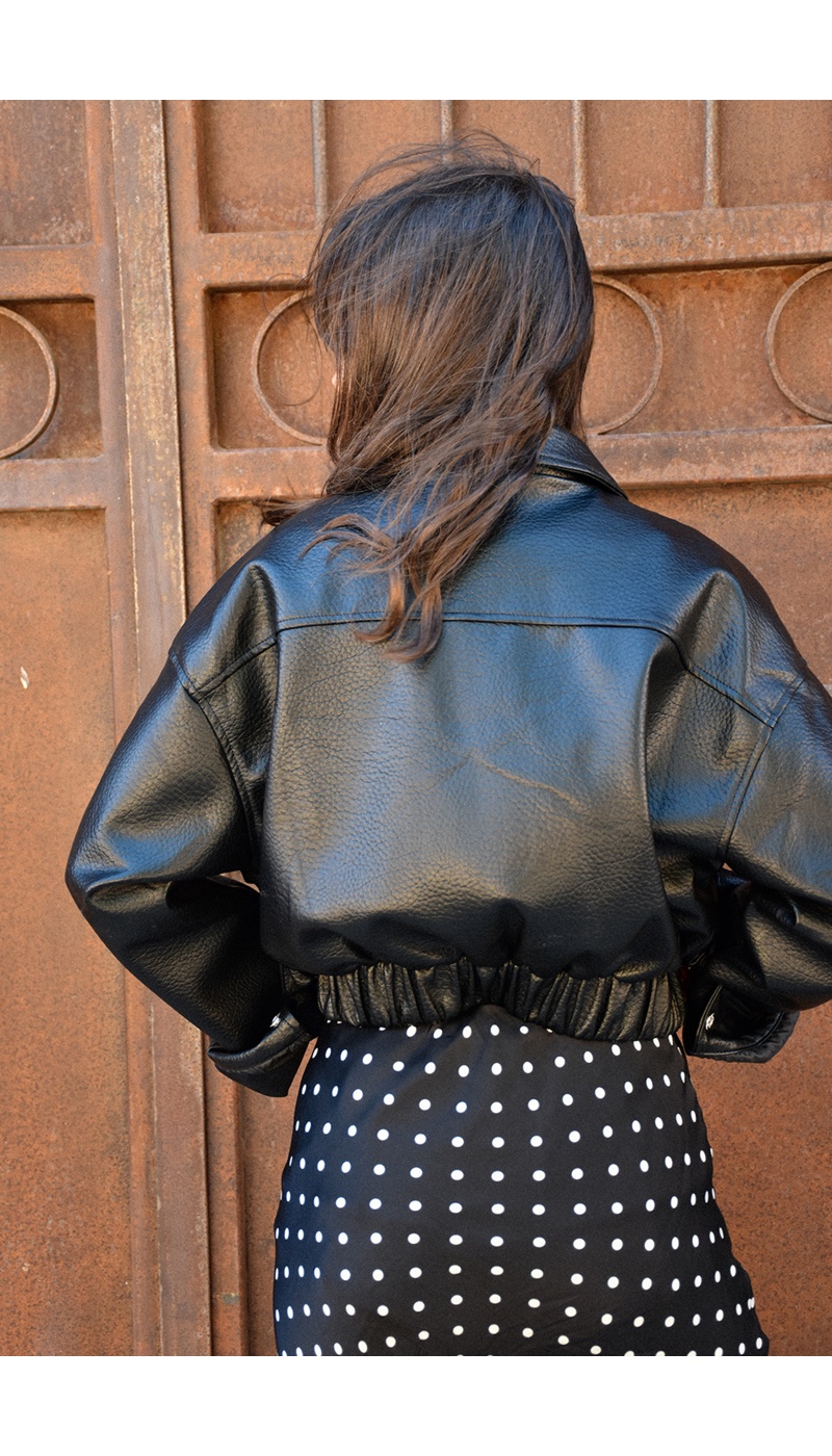 Veste Simili Noire ROXANE