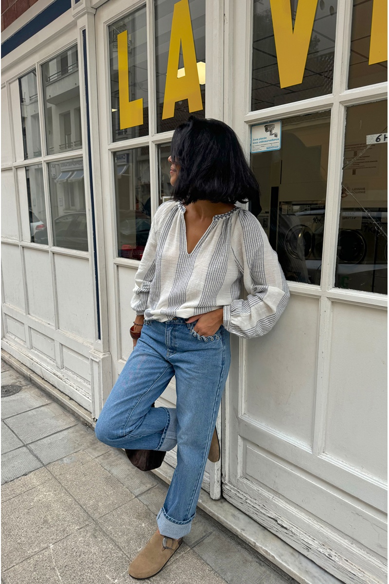 Blouse Rayure Ecru VIZOFFE