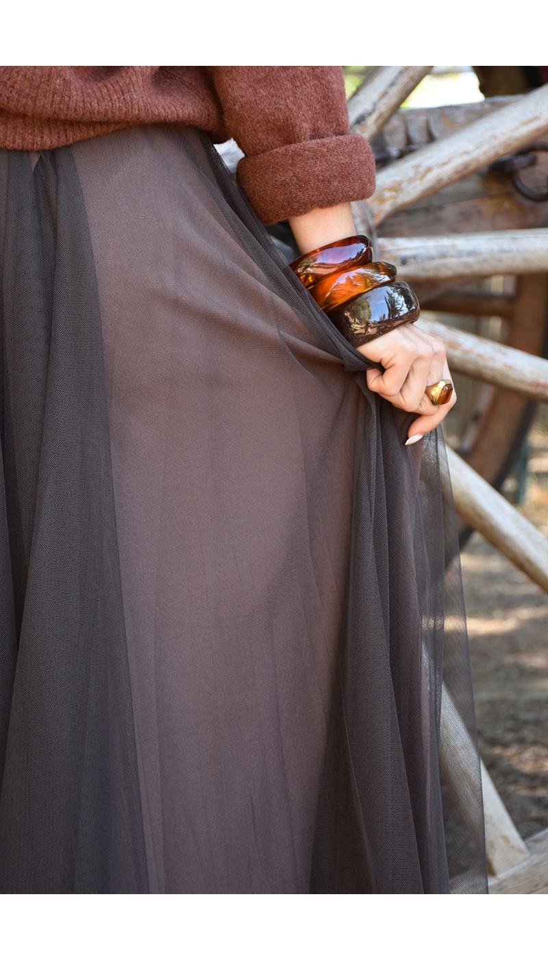 minth srl TULLE MARRON JUPES FEMME