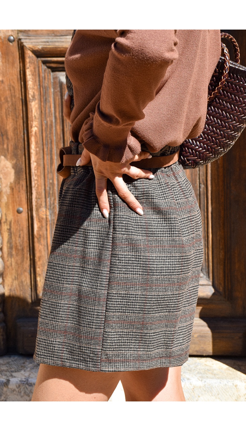 Short Carreaux Chocolat AMELIA