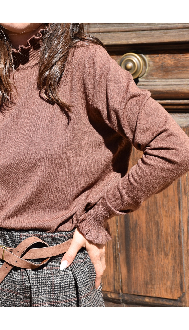 ALLEN and JO COL RO CAMEL PULL FEMME
