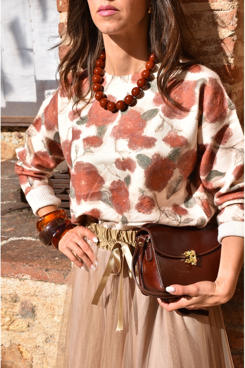 ikoone and blanka FLEURS ECRU PULL FEMME