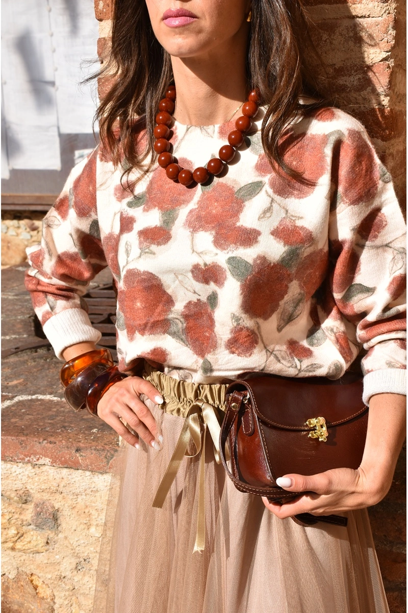 ikoone and blanka FLEURS ECRU PULL FEMME