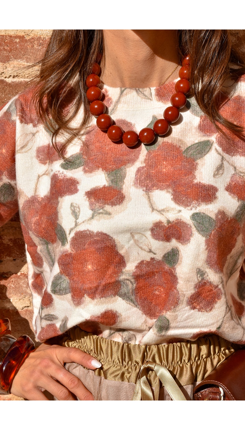 ikoone and blanka FLEURS ECRU PULL FEMME