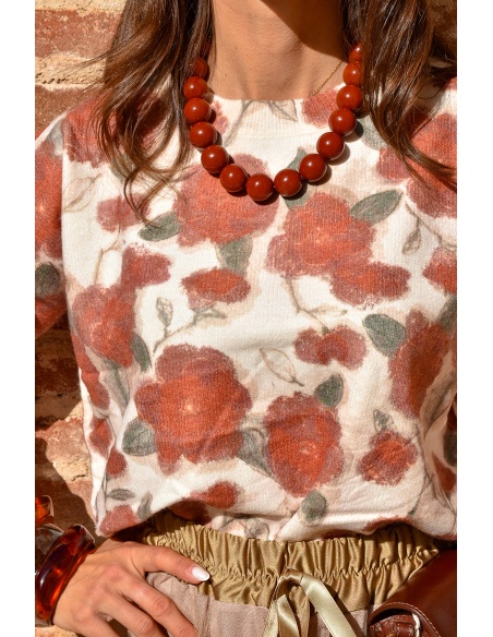 ikoone and blanka FLEURS ECRU PULL FEMME