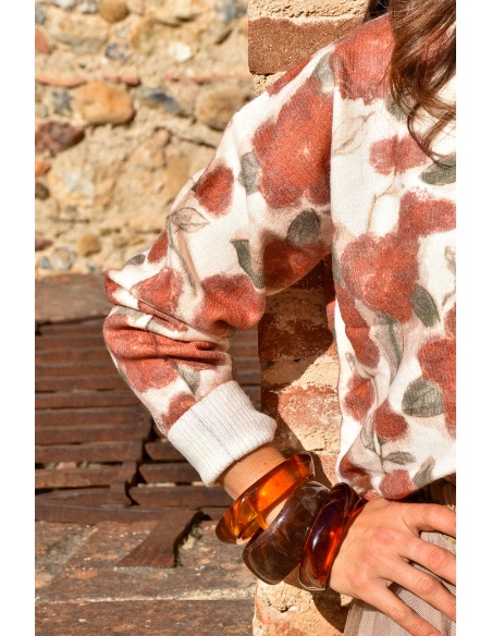 ikoone and blanka FLEURS ECRU PULL FEMME