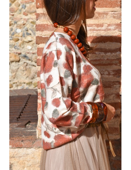 ikoone and blanka FLEURS ECRU PULL FEMME
