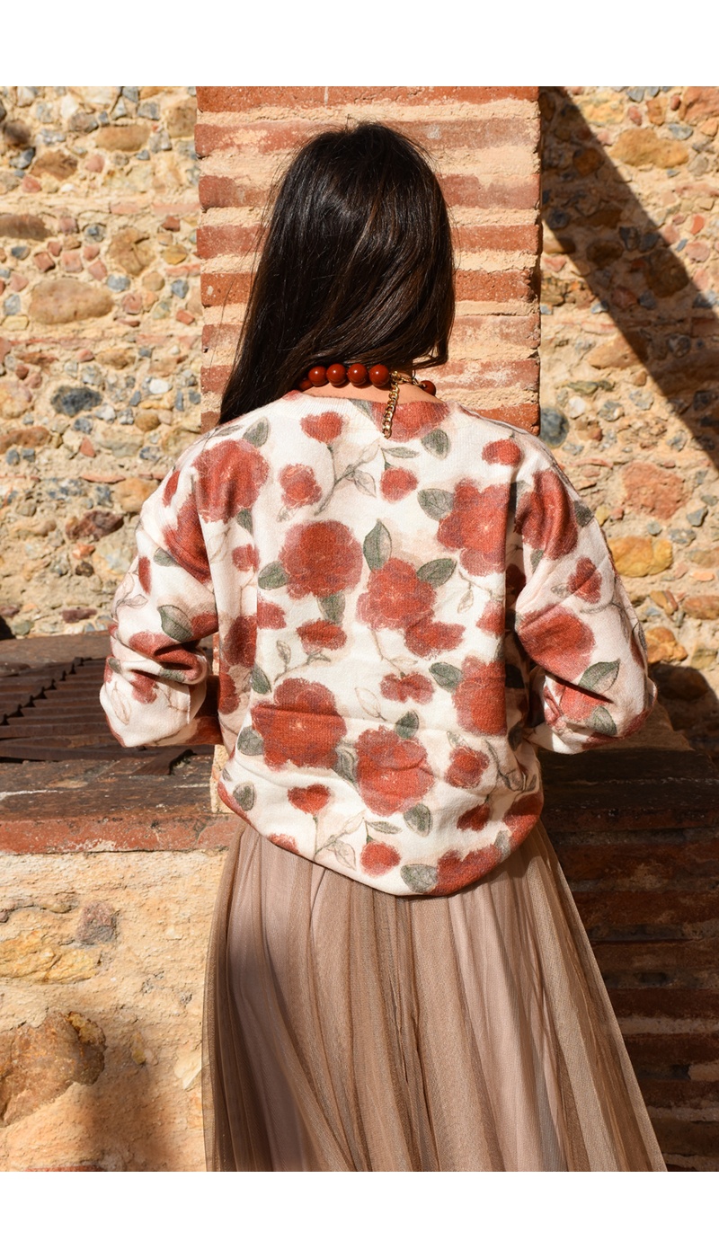 ikoone and blanka FLEURS ECRU PULL FEMME