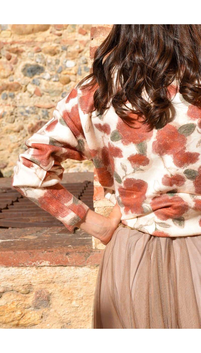 ikoone and blanka FLEURS ECRU PULL FEMME