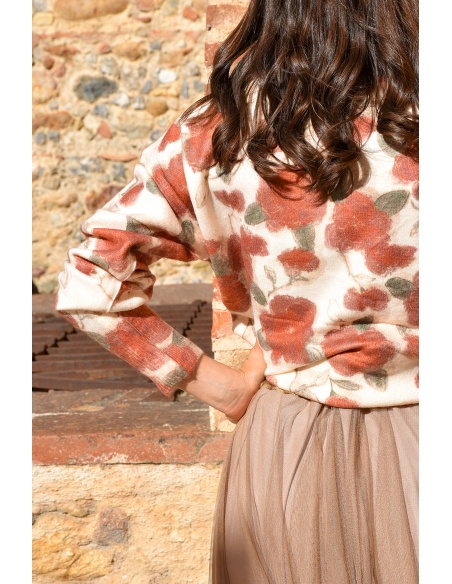ikoone and blanka FLEURS ECRU PULL FEMME