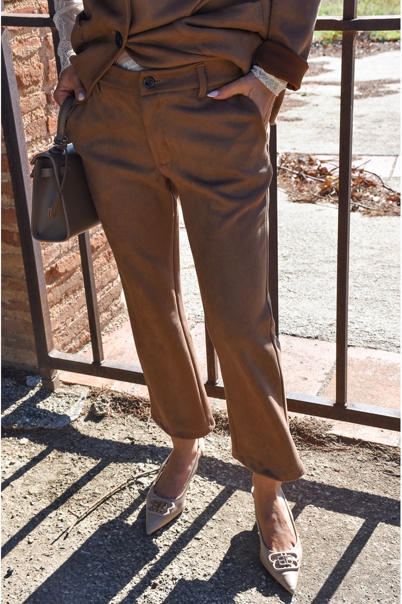 Pantalon Suédine Camel APOLLINE