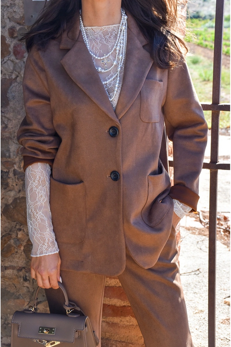 Veste Suédine Camel CONSTANCE 2