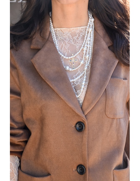 Veste Suédine Camel CONSTANCE