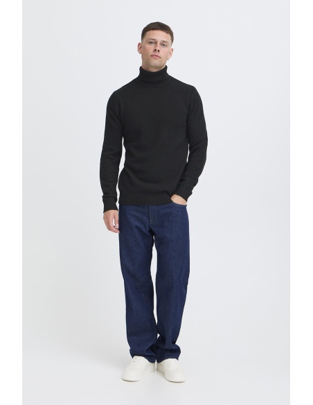 Suéter preto de gola alta com mistura BHBRANK - 1 | TOPS