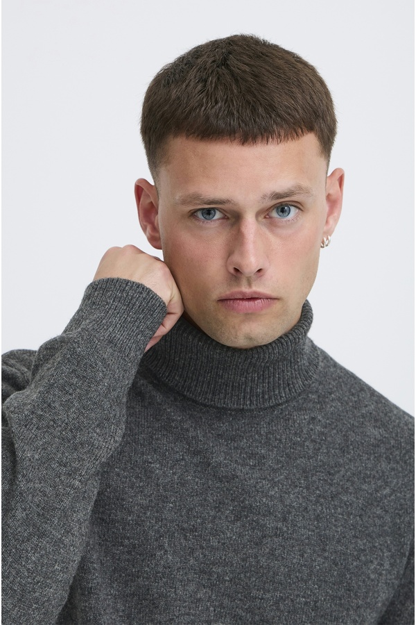 Grey Turtleneck Sweater BHBRANK BLEND - 1 | TOPS 2